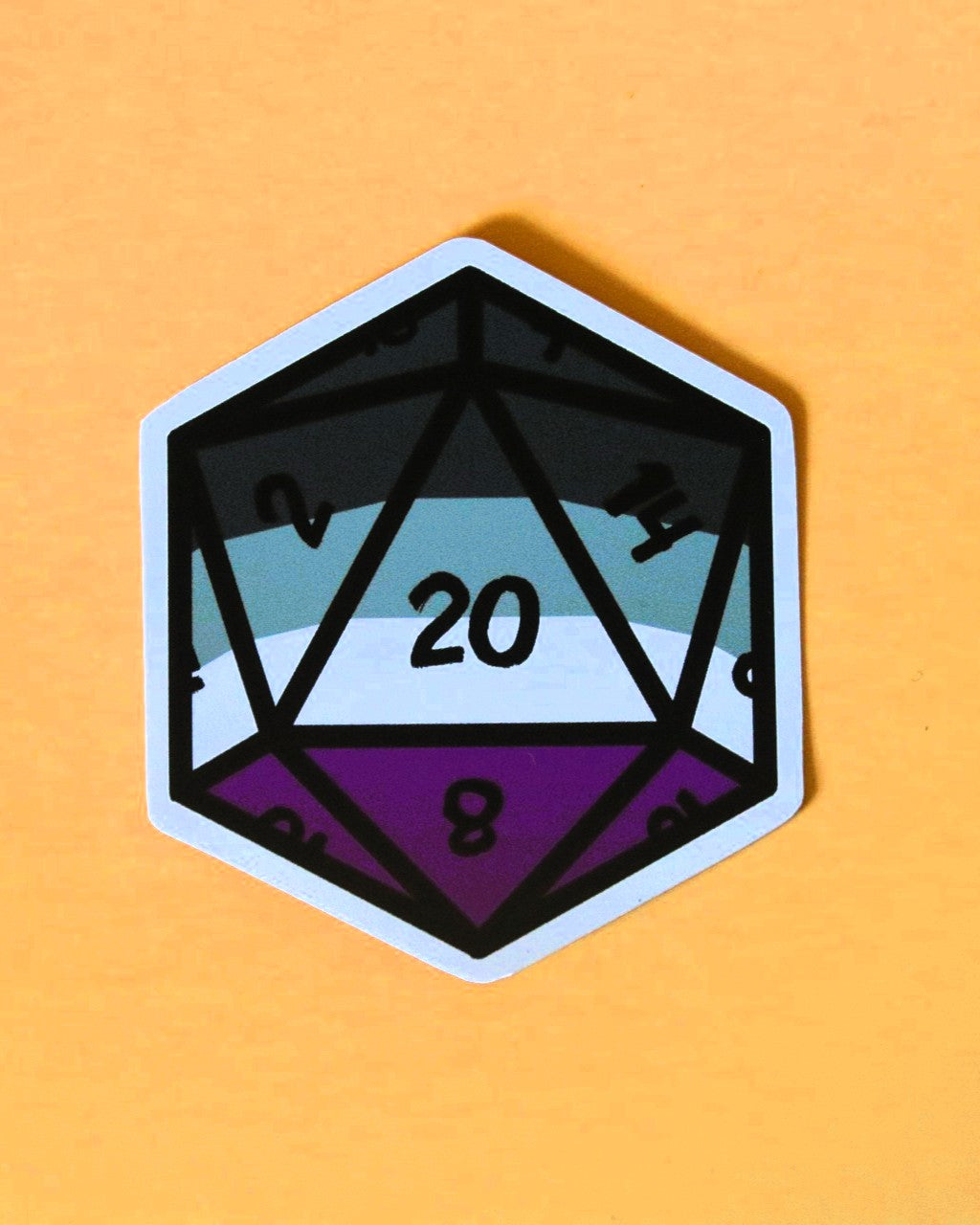 Pride D20 Sticker | Asexual | Singular D20