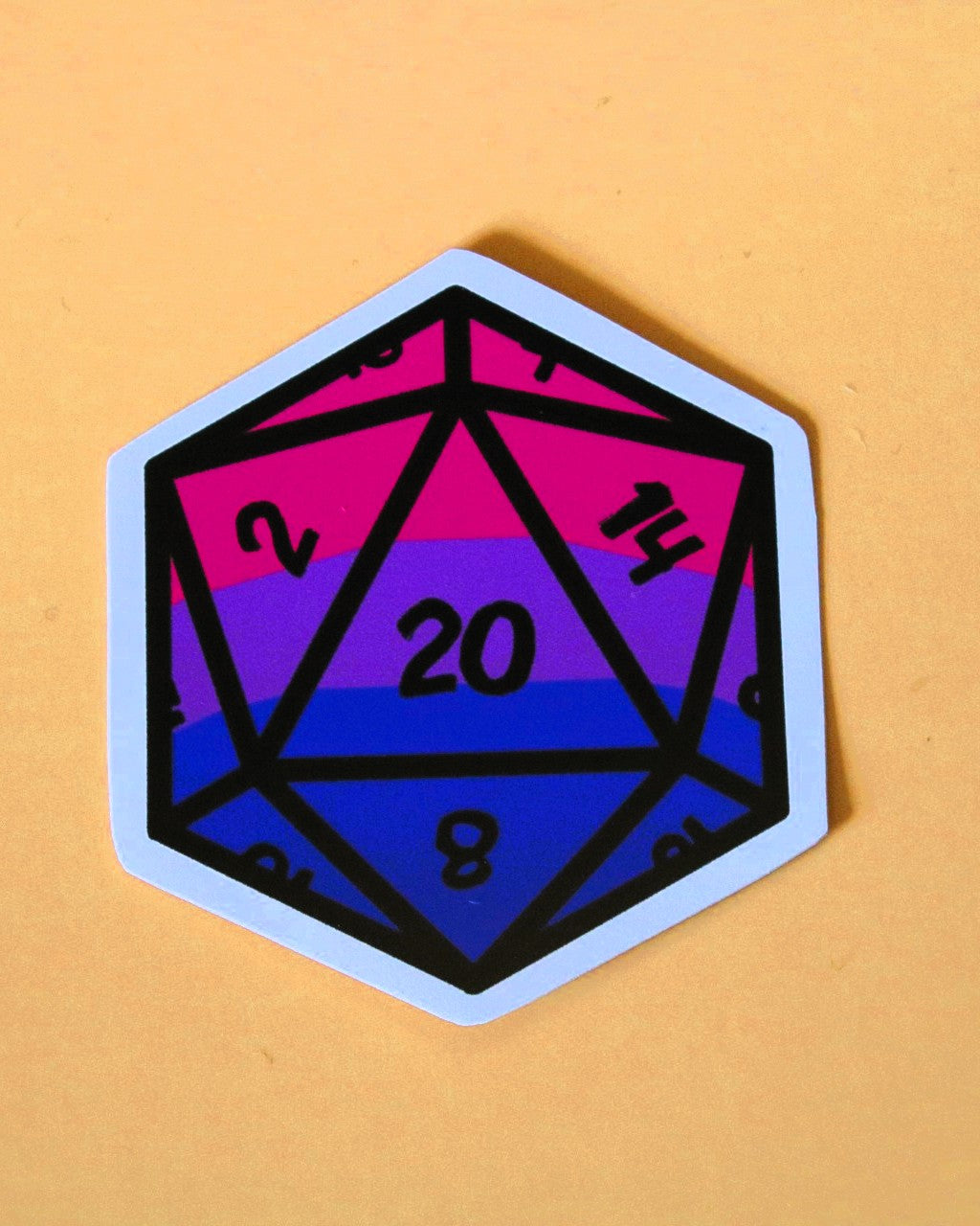 Pride D20 Sticker | Bisexual | Singular D20