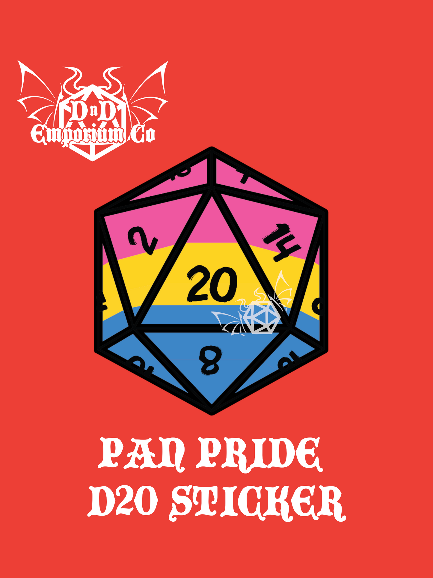 Pride D20 Sticker | Pansexual | Singular D20