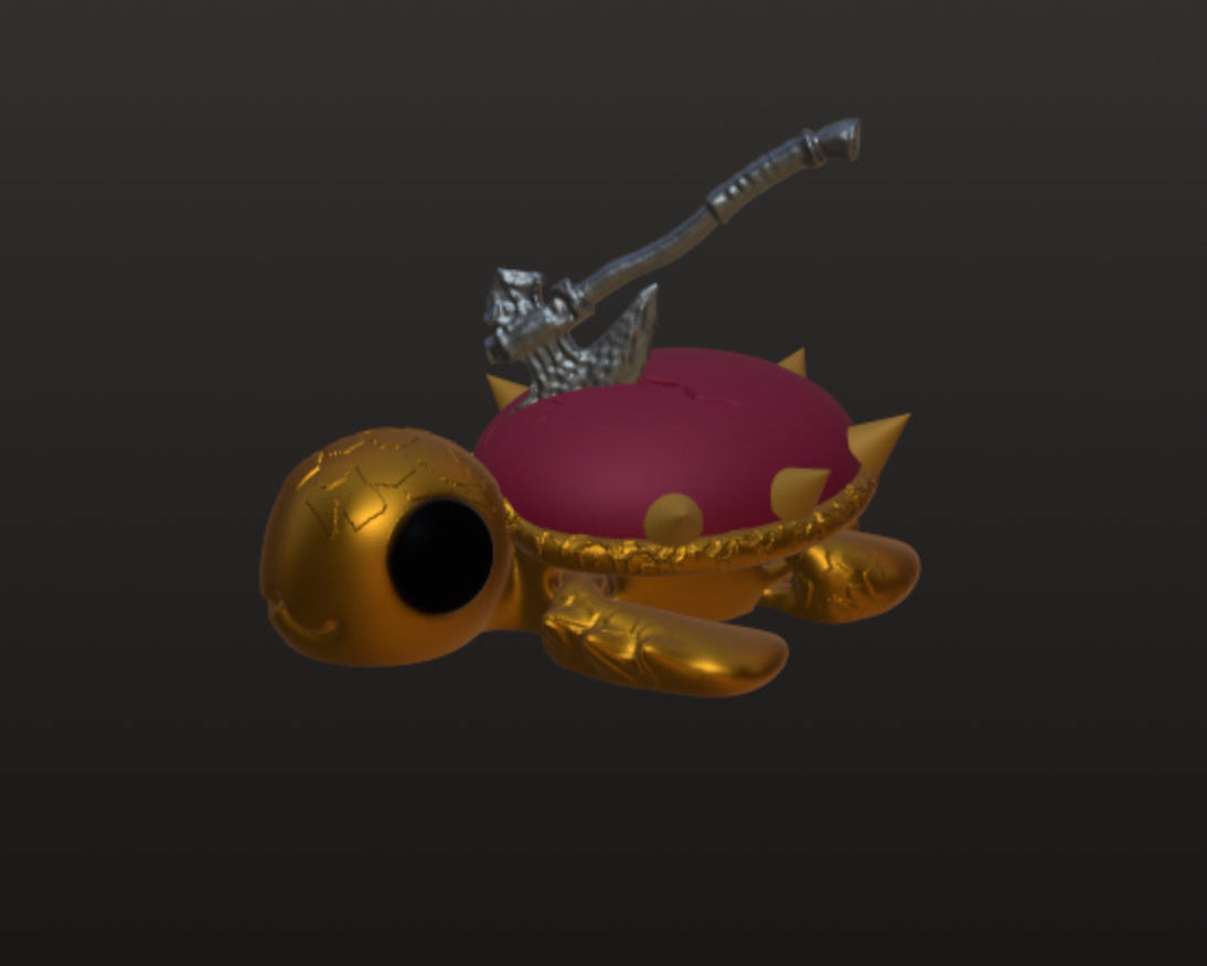 Resin 3D Printed Turtle Flexible Figure | D20 | Sword | Axe |