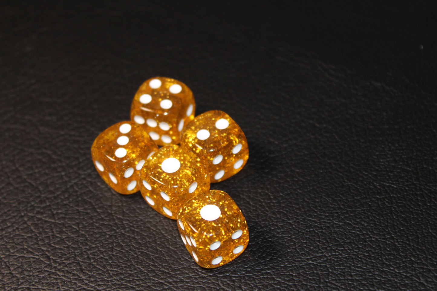 Gold Glitter 6 Sided 5 Pcs Dice Set - D6 Dice Set