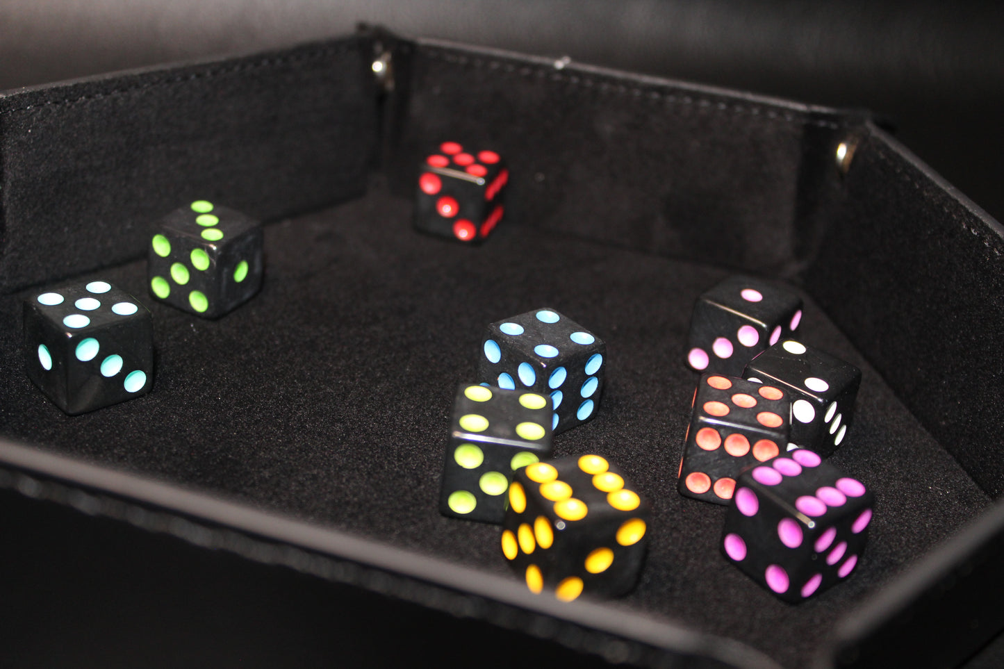 Black Multicolour 6 Sided 5 Pcs Dice Set - D6 Dice Set