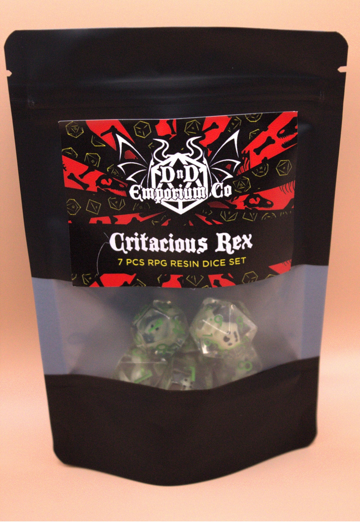 Critacious Rex | Green T-REX 7 Pcs Dice Set