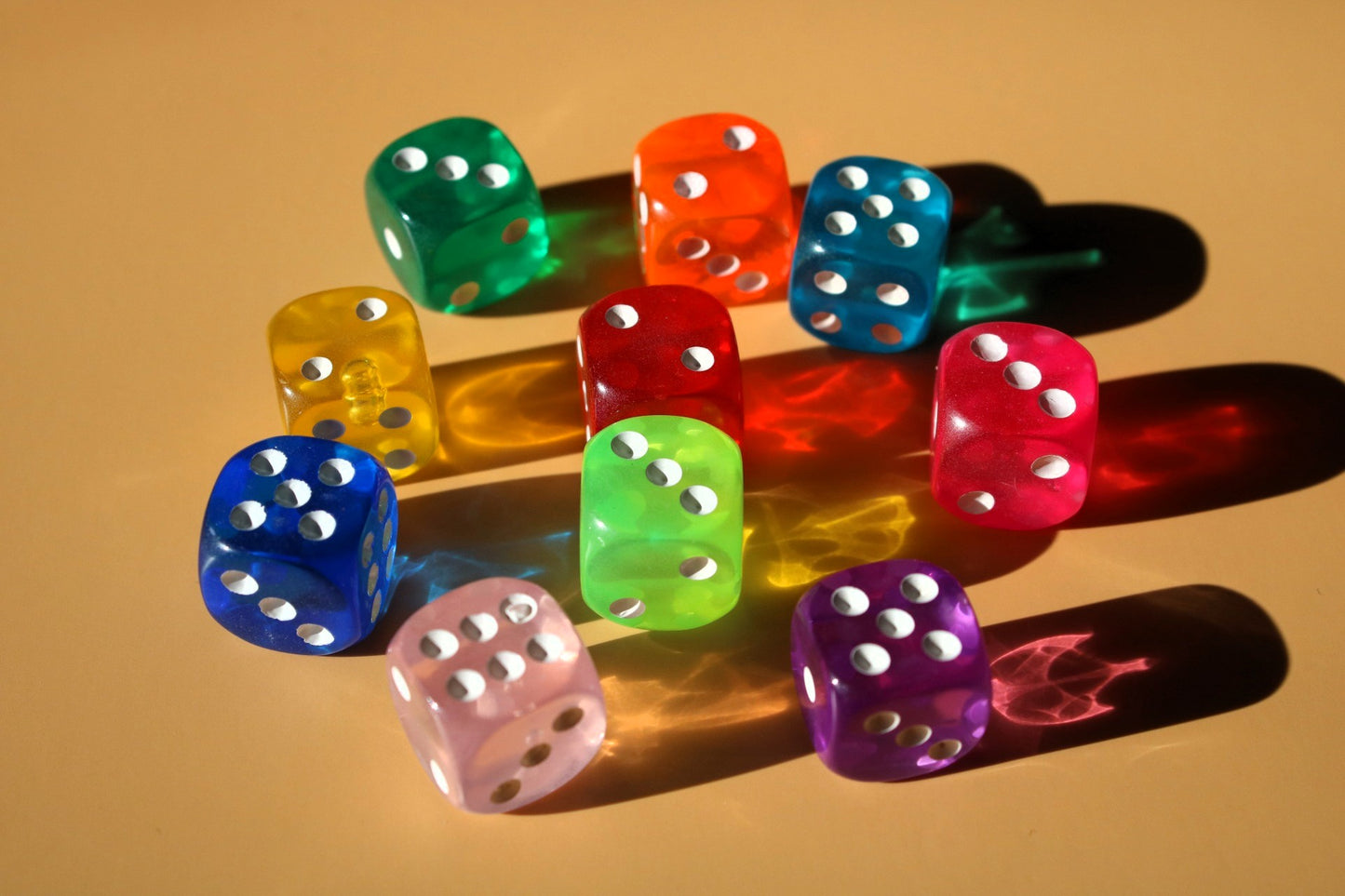10 Pcs Colourful Dice D6 Set DnD TTRPG Board Game Dice