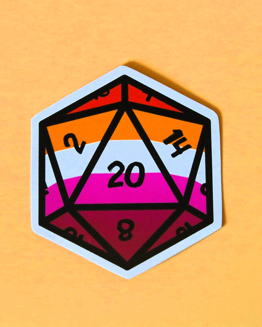 Pride D20 Sticker | Lesbian | Singular D20