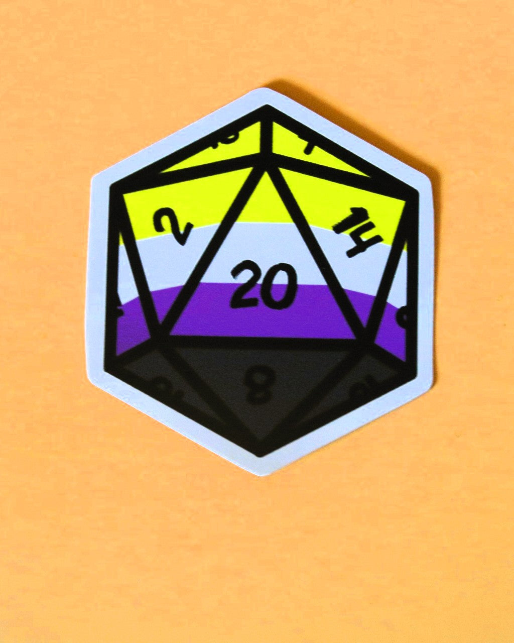 Pride D20 Sticker | Non-Binary | Singular D20