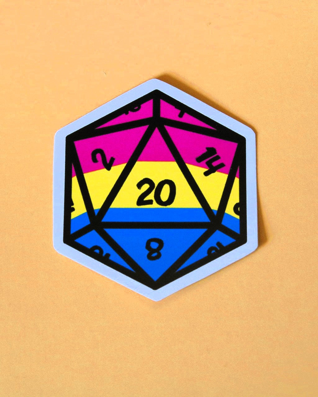 Pride D20 Sticker | Pansexual | Singular D20