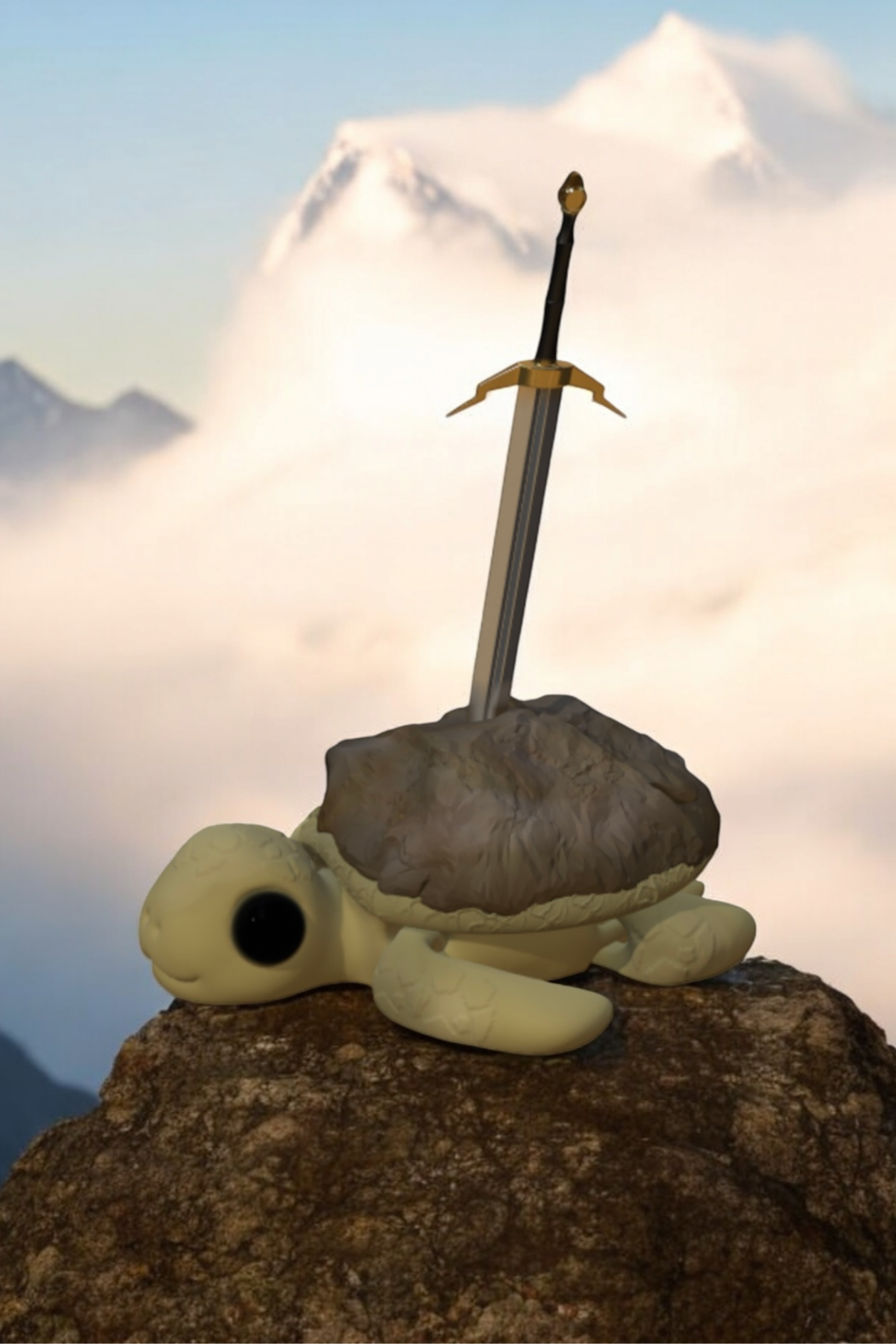 Resin 3D Printed Turtle Flexible Figure | D20 | Sword | Axe |