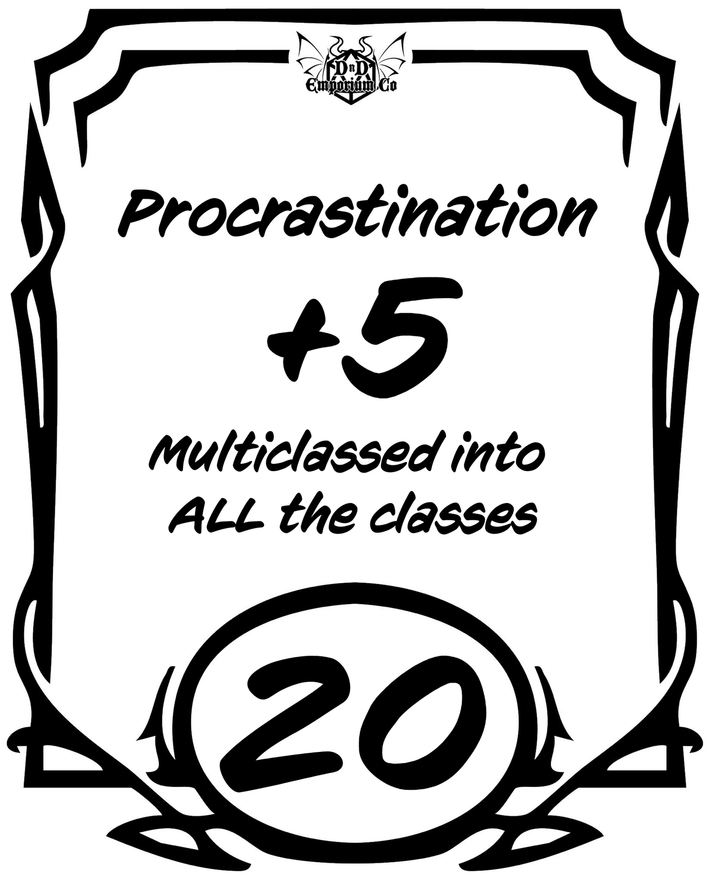 'Procrastination Ability Score' DnD Sticker