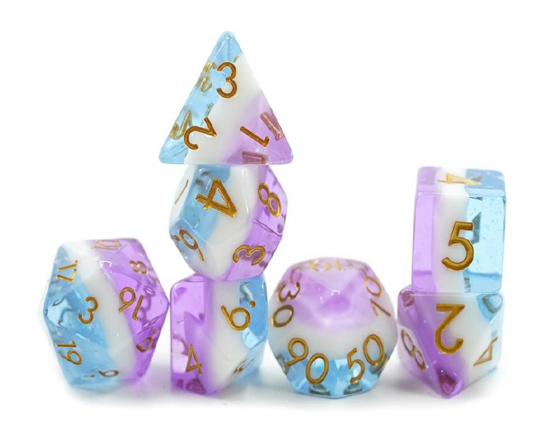 Trans Pride Flag 7Pcs Dice Set | Transparent DnD Dice Set