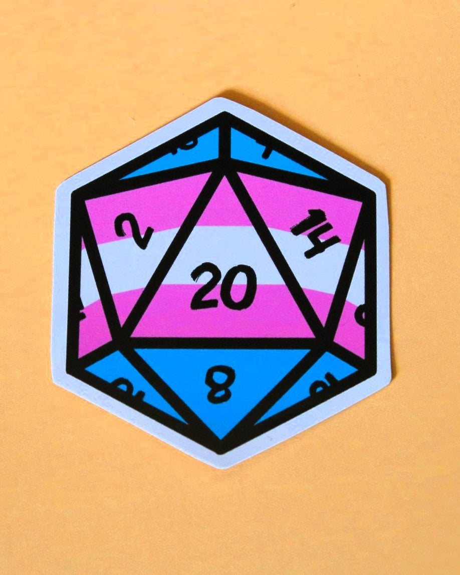 Pride D20 Sticker | Transgender | Singular D20