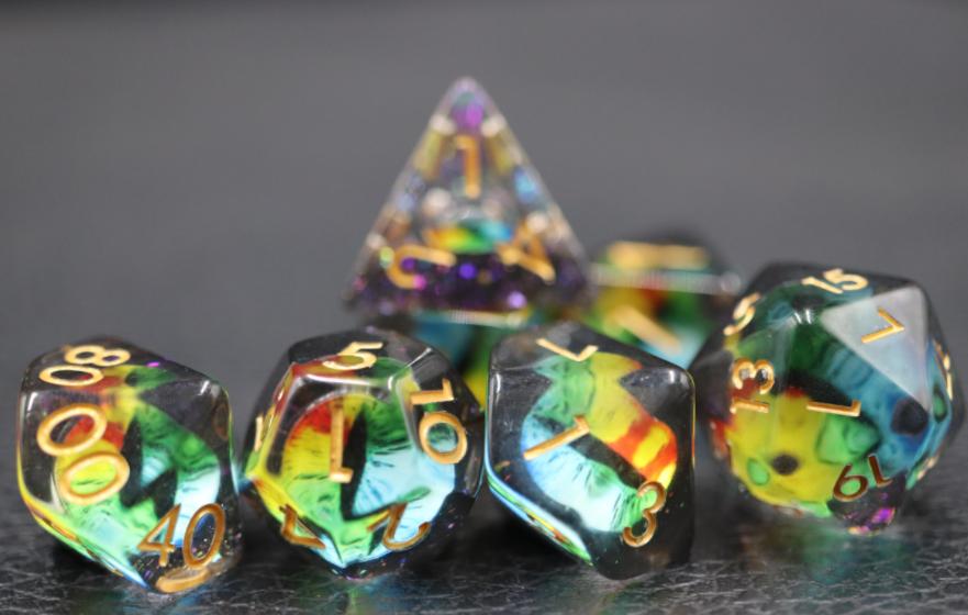 Shimmer Scale - Rainbow Dragon Eye 7 Pcs DnD Dice Set