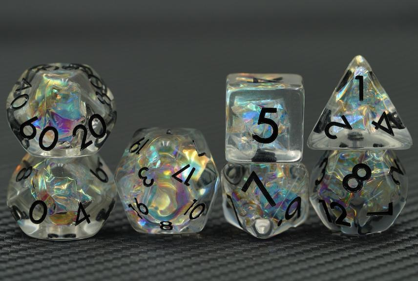Rainbow Shimmer - Translucent Rainbow Effect 7 Pcs Dice Set DnD