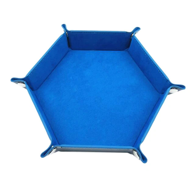 Hexagonal Thick PU Leather & Velvet Dice Tray 6 Colours