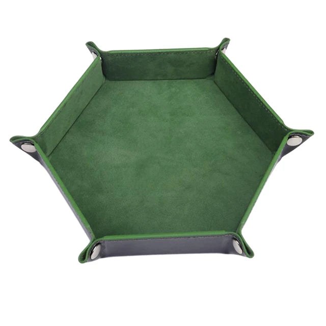 Hexagonal Thick PU Leather & Velvet Dice Tray 6 Colours