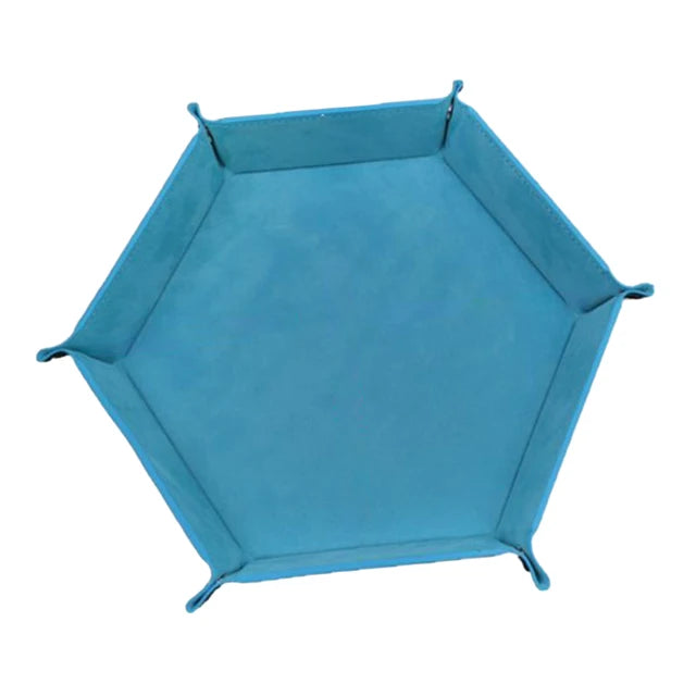 Hexagonal Thick PU Leather & Velvet Dice Tray 6 Colours