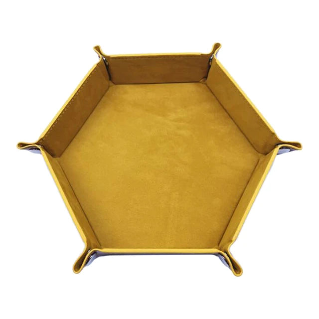 Hexagonal Thick PU Leather & Velvet Dice Tray 6 Colours