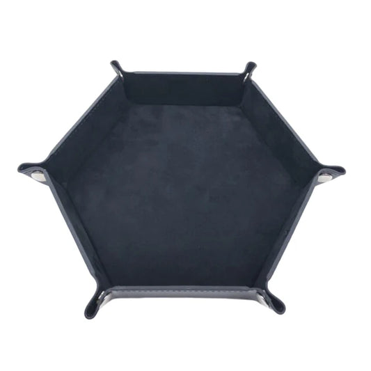 Hexagonal Thick PU Leather & Velvet Dice Tray 5 Colours