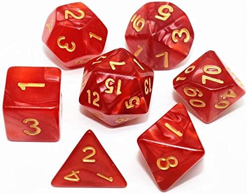 Marbled Red and Gold 7 Pcs Dice Set DnD