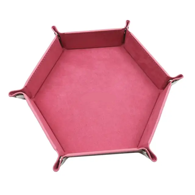 Hexagonal Thick PU Leather & Velvet Dice Tray 6 Colours