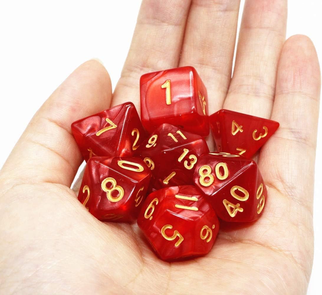 Marbled Red and Gold 7 Pcs Dice Set DnD