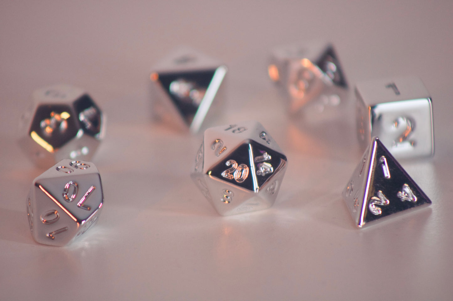Silver Plating 7 Pcs Dice Set DnD