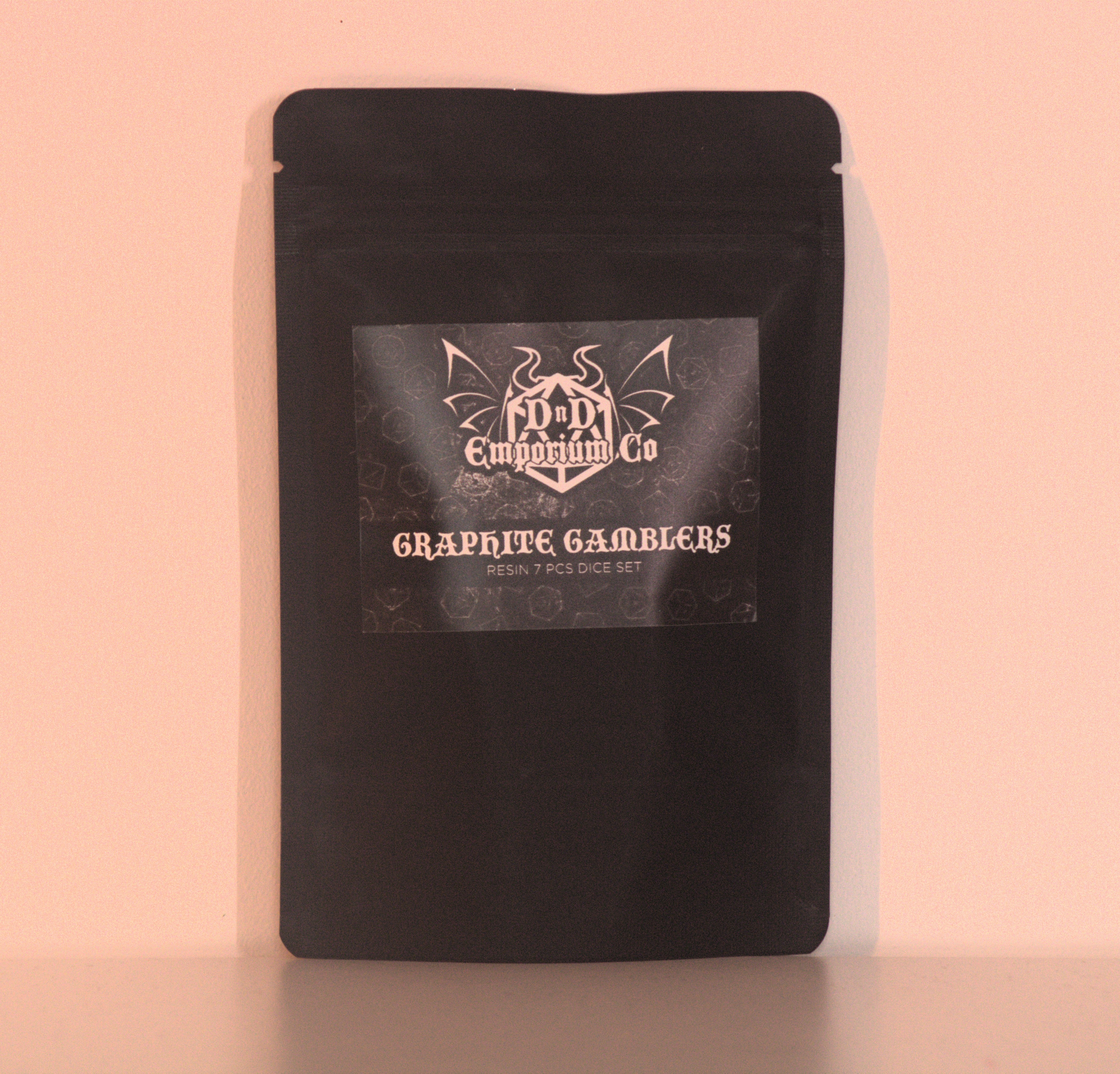 Graphite Gamblers | Pure Black 7 Pcs Dice Set DnD