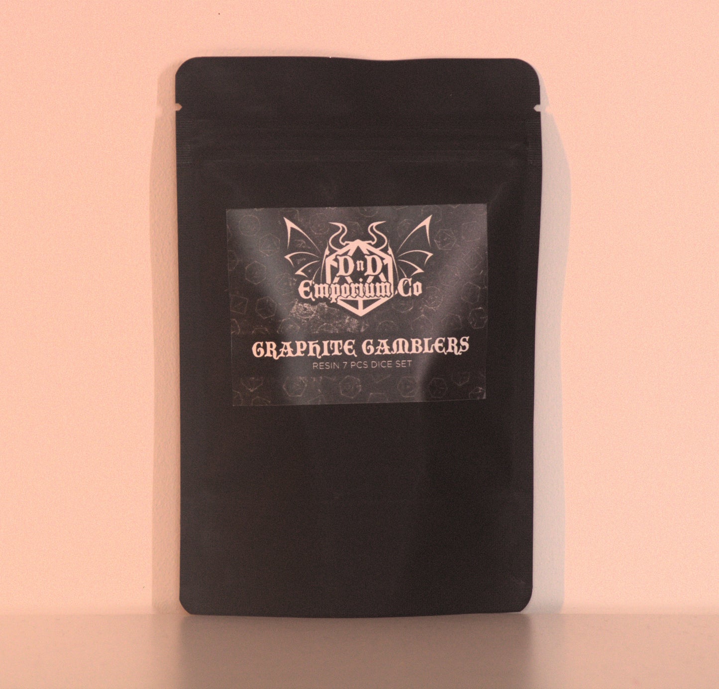 Graphite Gamblers | Pure Black 7 Pcs Dice Set DnD