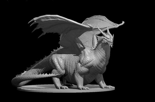 Resin 3D Printed Chonky Adult Red Dragon Dungeons and Dragons Miniature