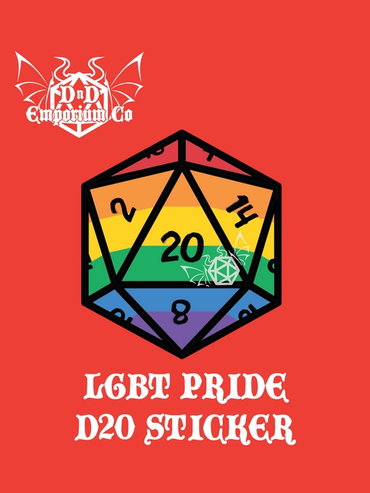 Pride D20 Sticker | LGBTQ+ | Singular D20