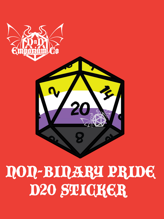 Pride D20 Sticker | Non-Binary | Singular D20