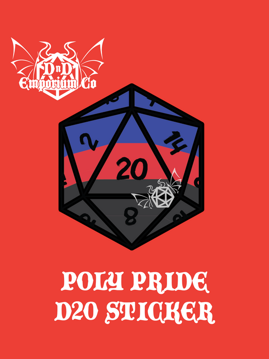 Pride D20 Sticker | Polyamorous | Singular D20