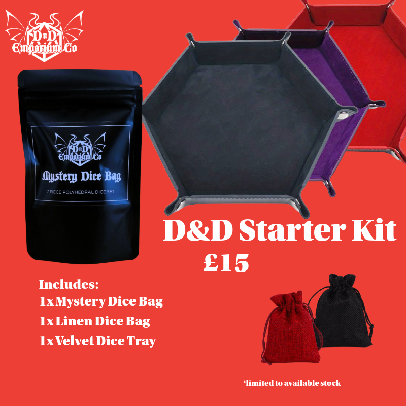 DnD Starter Kit - (Dice Set, Dice Bag, Dice Tray)