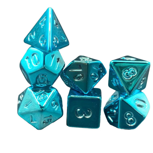 Blue Plating 7 Pcs Dice Set DnD