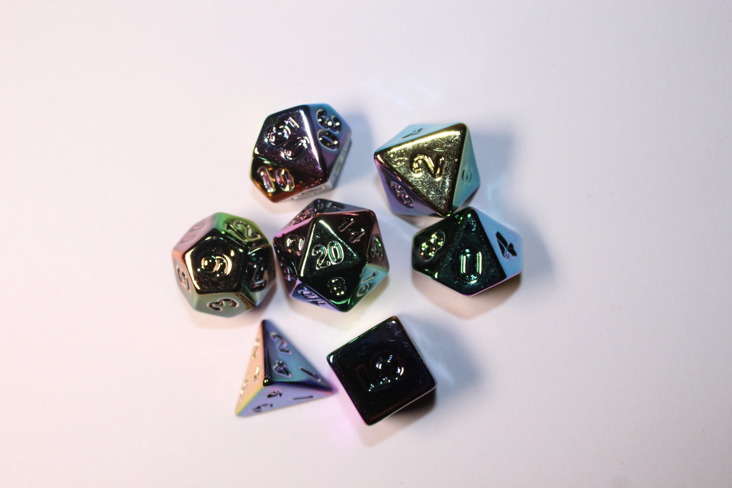 Fluorescent Multicolour Plating 7 Pcs Dice Set Dnd