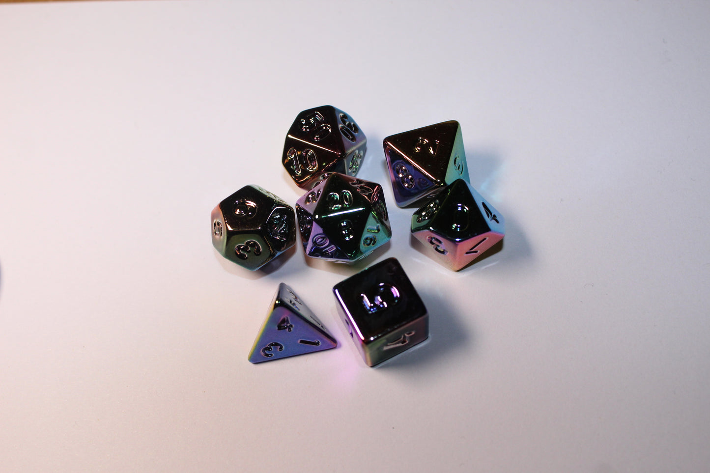 Fluorescent Multicolour Plating 7 Pcs Dice Set Dnd