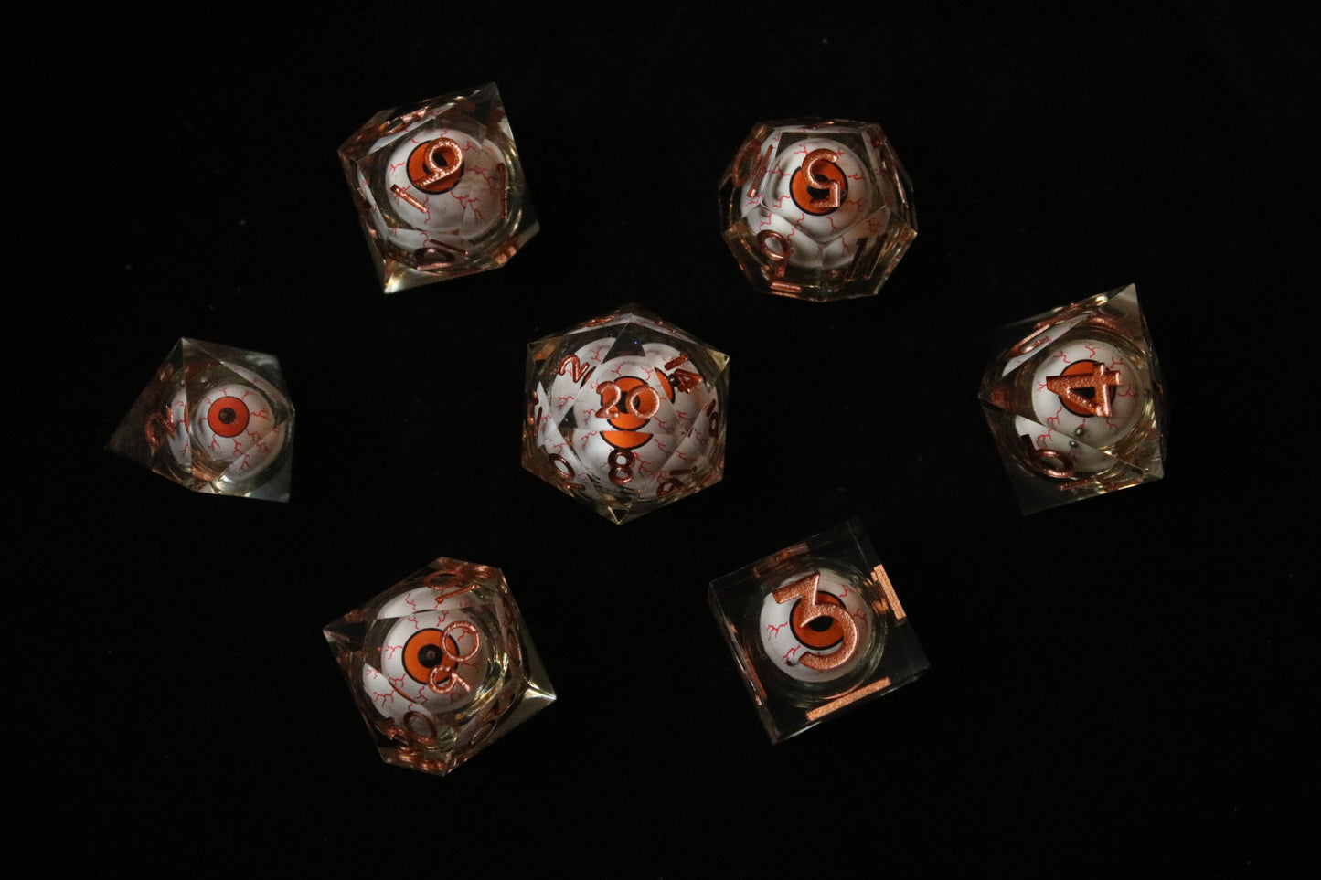 Transparent Eyeball 7 Pcs Sharp Edge Dice Set DnD