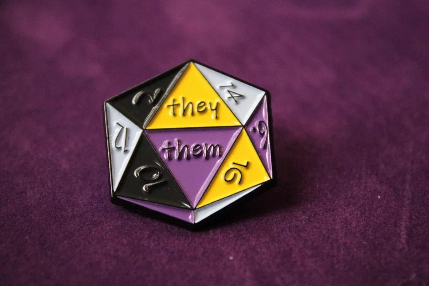 1 Pcs DnD Metal Pin they/them D20