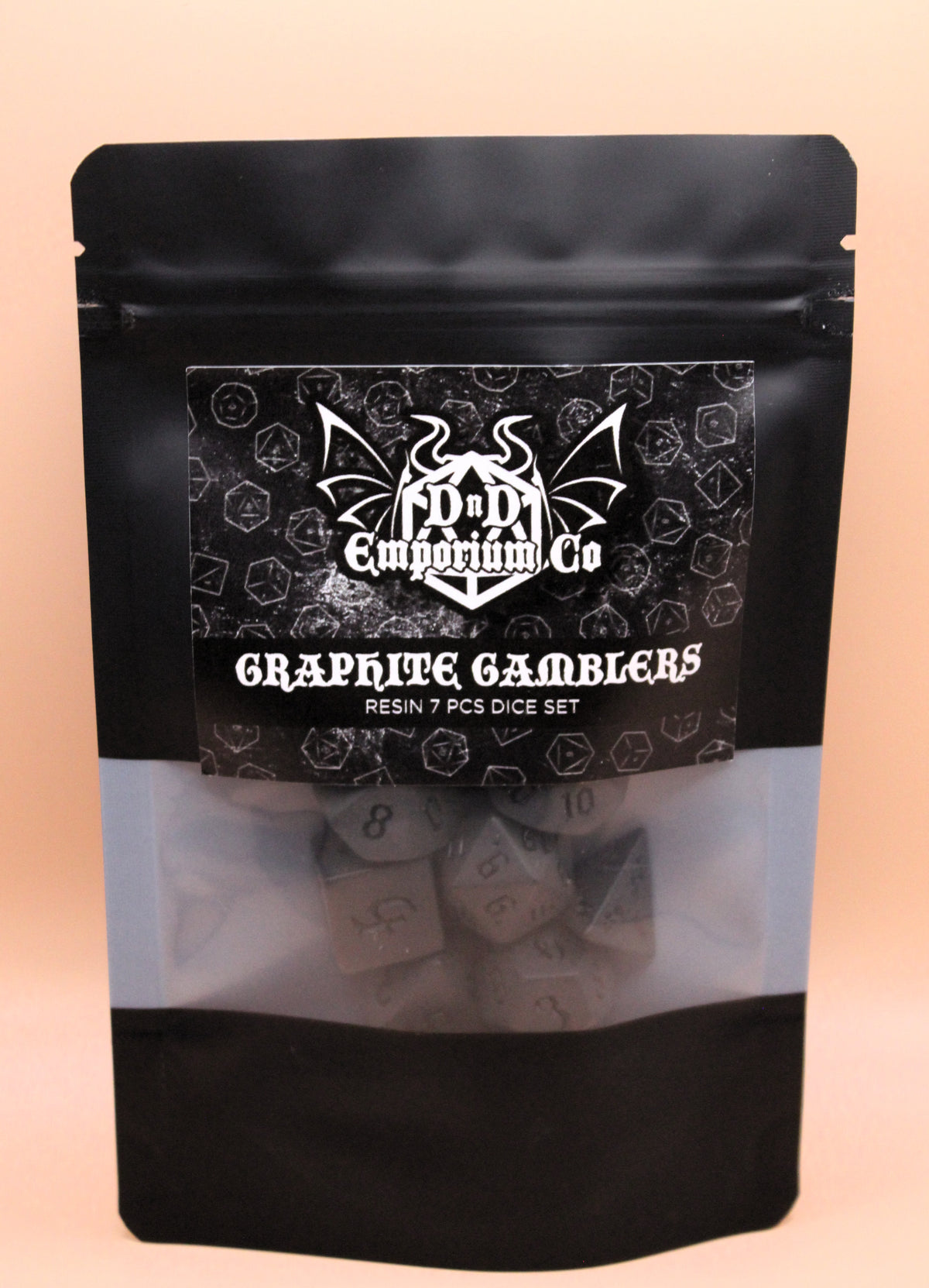 Graphite Gamblers | Pure Black 7 Pcs Dice Set DnD