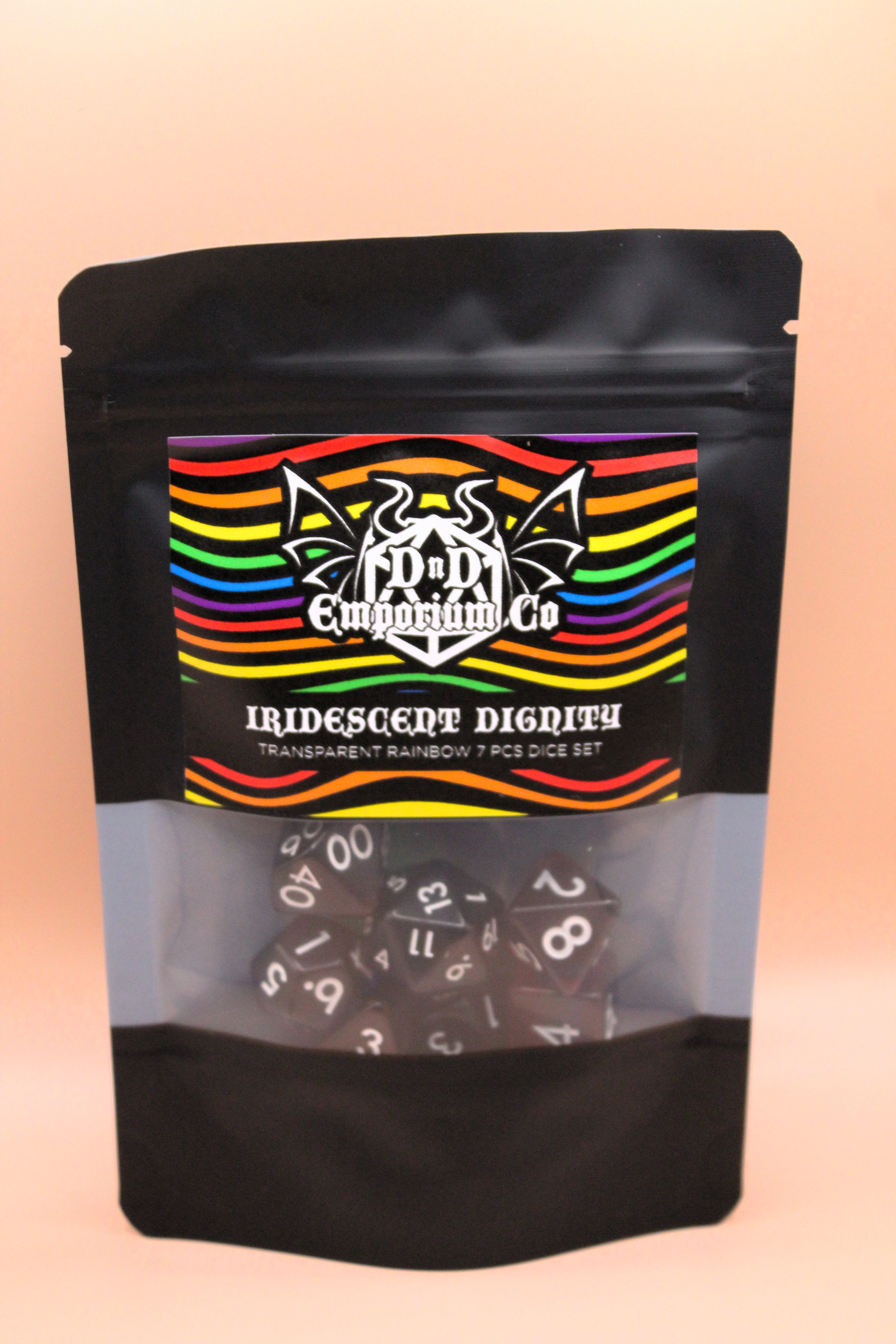 Iridescent Dignity | Transparent Rainbow 7 Pcs Dice Set DnD