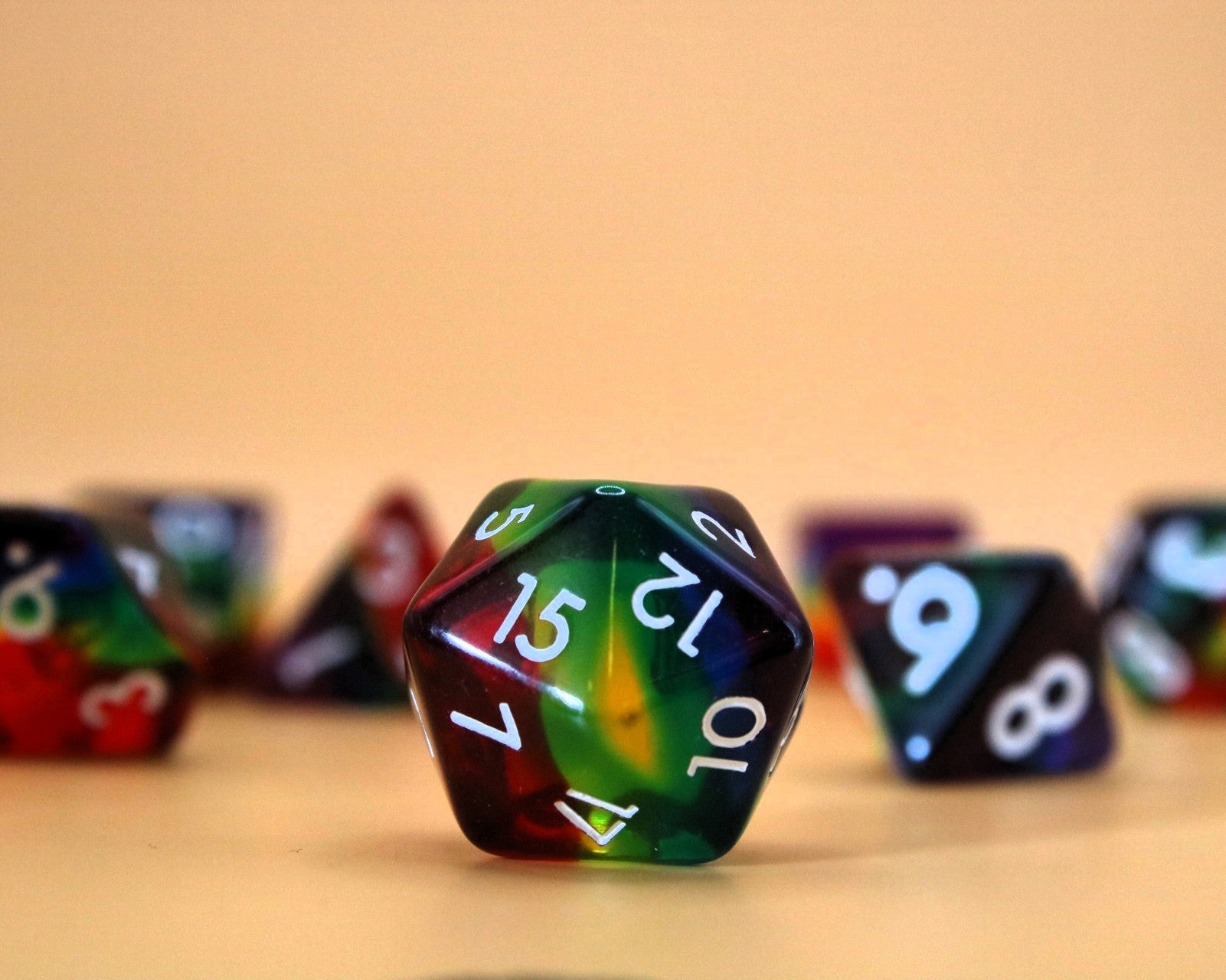Iridescent Dignity | Transparent Rainbow 7 Pcs Dice Set DnD