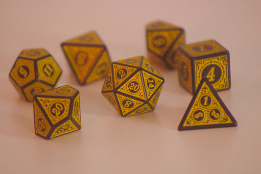 Antique Yellow 7 Pcs Dice Set DnD