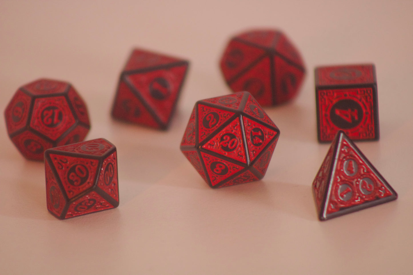 Antique Red 7 Pcs Dice Set DnD