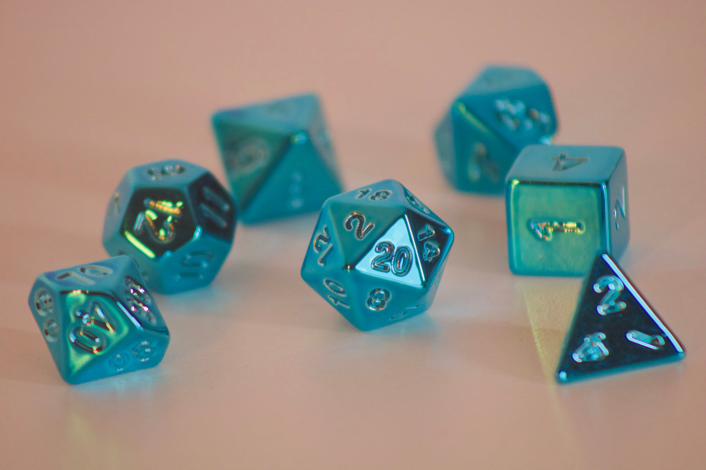 Blue Plating 7 Pcs Dice Set DnD