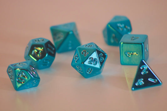 Blue Plating 7 Pcs Dice Set DnD