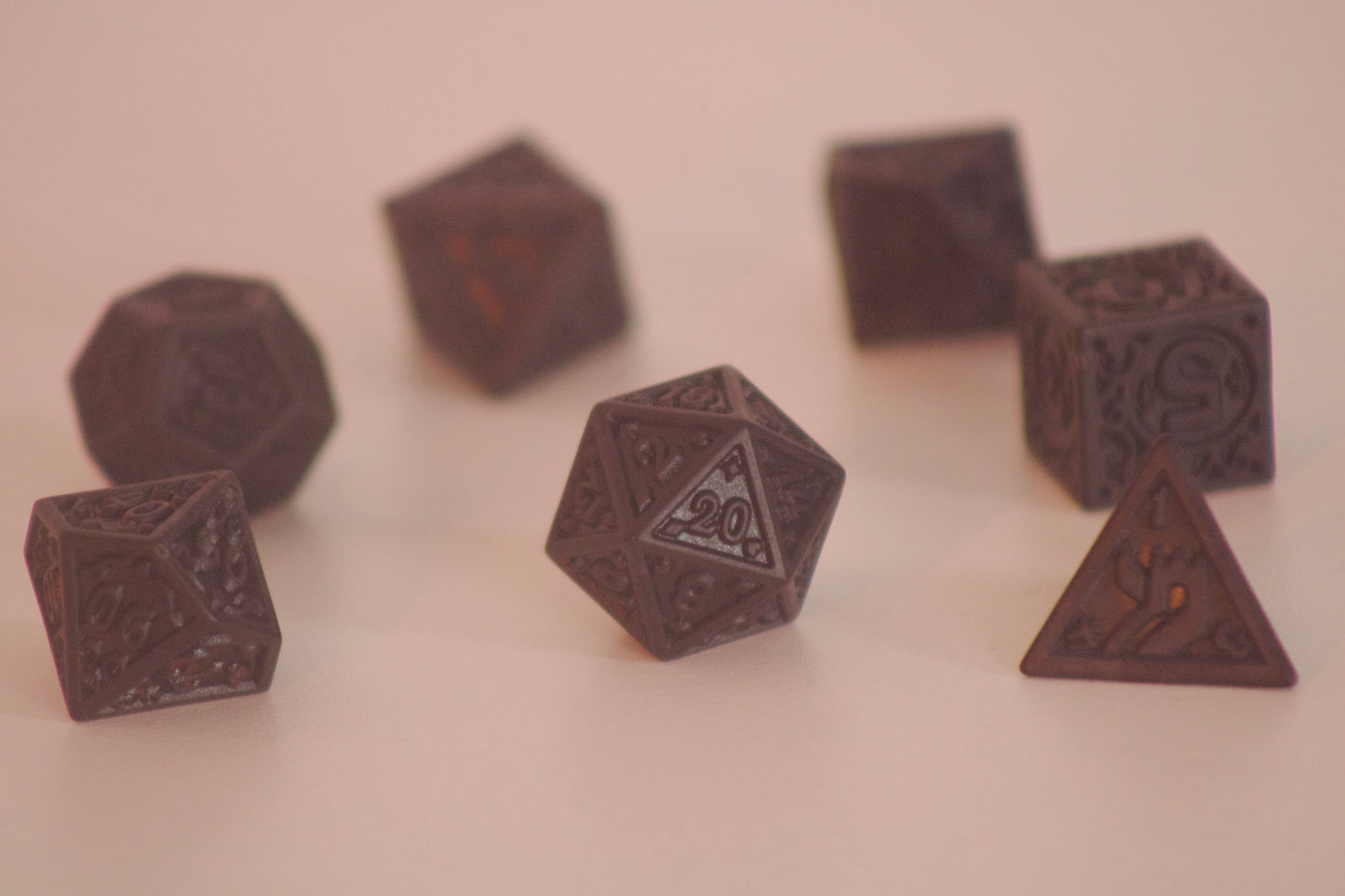 Retro Rollers | Pure Black 7 Pcs Dice Set DnD
