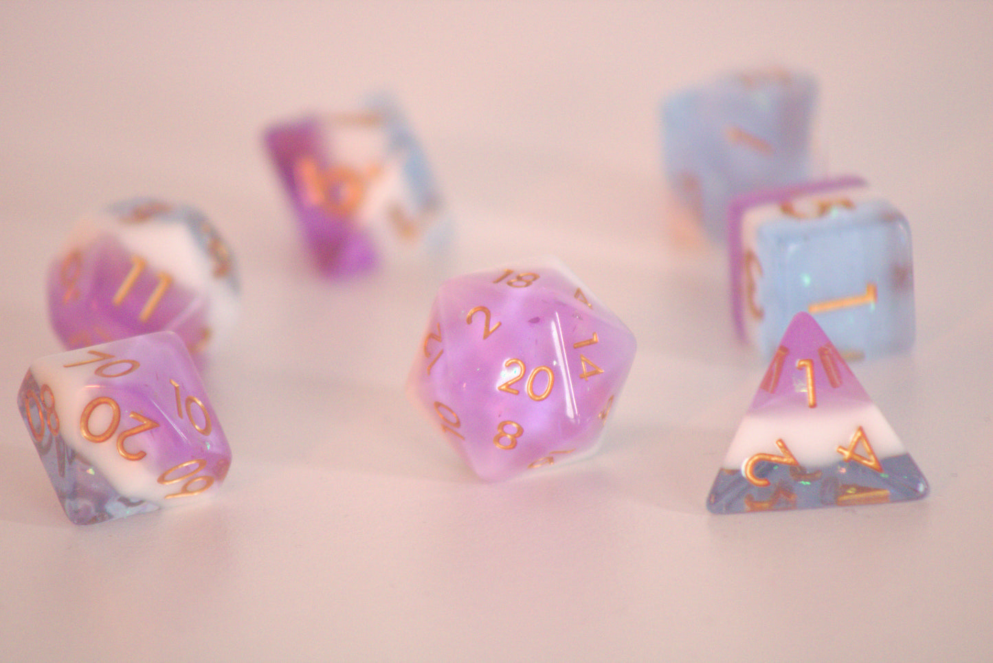 Trans Pride Flag 7Pcs Dice Set | Transparent DnD Dice Set