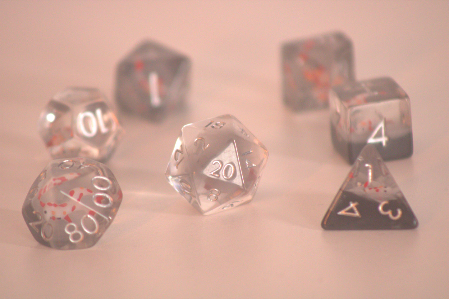 Grey Orange/Red Koi 7 Pcs Dice Set