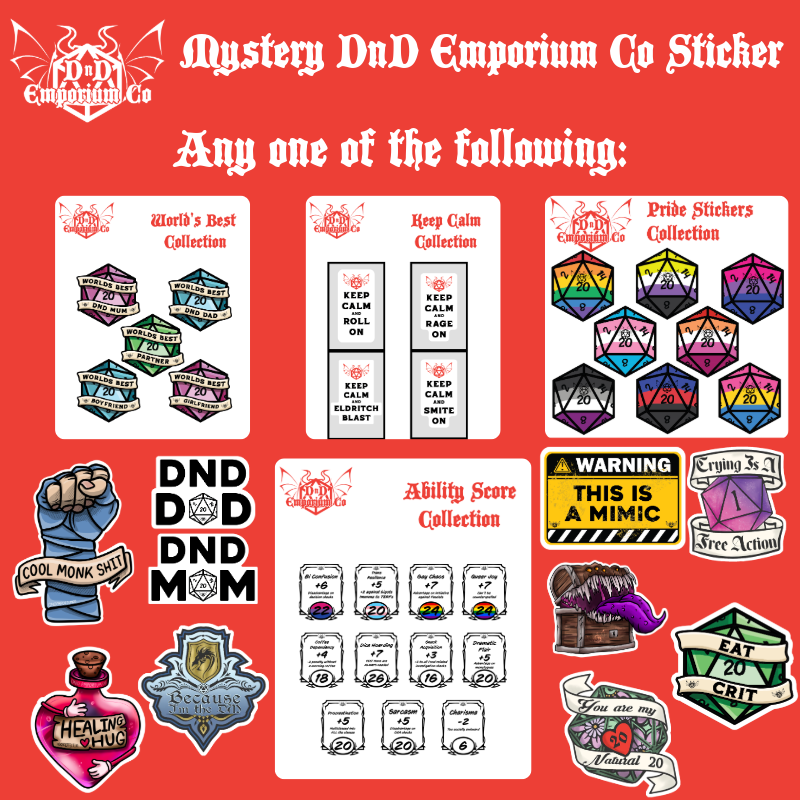 Mystery DnD Bundle | Mystery Dice | Mystery Pin | Mystery Sticker