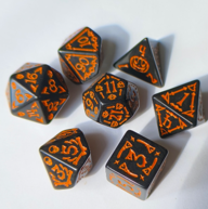Halloween 7 Pcs Dice Set | Orange and Black DnD Dice Set